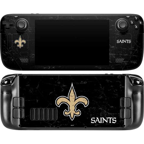 NFL New Orleans Saints Distressed Steam Deck Handheld Gaming Computer Skin